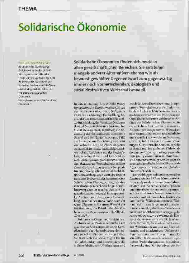 Vorschauseite 1: Solidarische Ökonomie