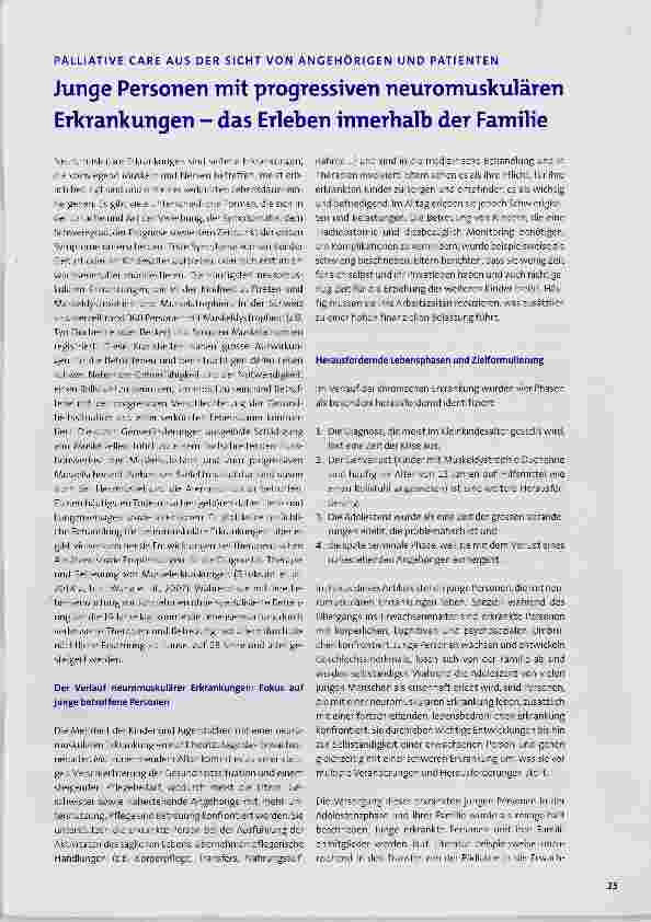 Vorschauseite 1: Junge Personen mit progressiven neuromuskulären Erkrankungen das Erleben innerhalb der Familie