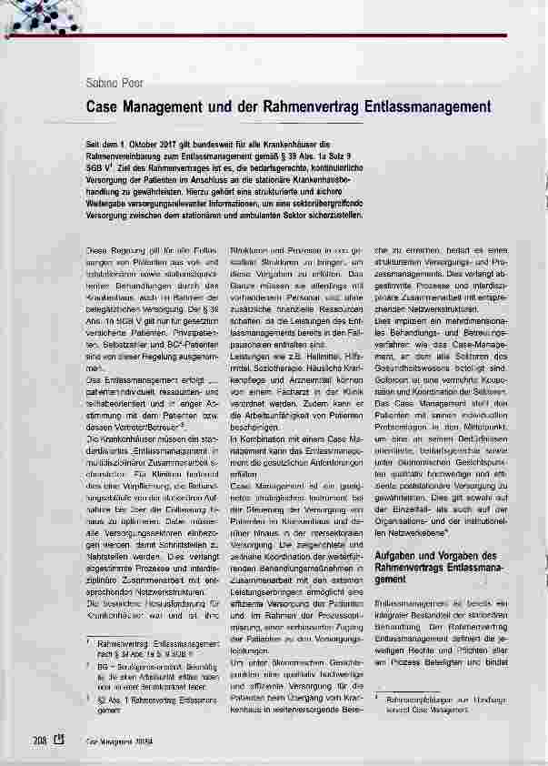 Vorschauseite 1: Case Management und der Rahmenvertrag Entlassmanagement