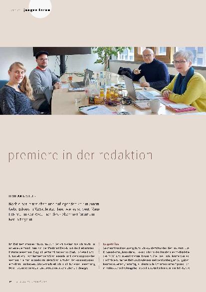 Vorschauseite 1: Premiere in der Redaktion