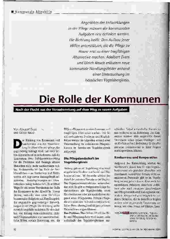 Vorschauseite 1: Die Rolle der Kommunen Nach der Flucht aus der Verantwortung auf dem Weg zu neuen Aufgaben
