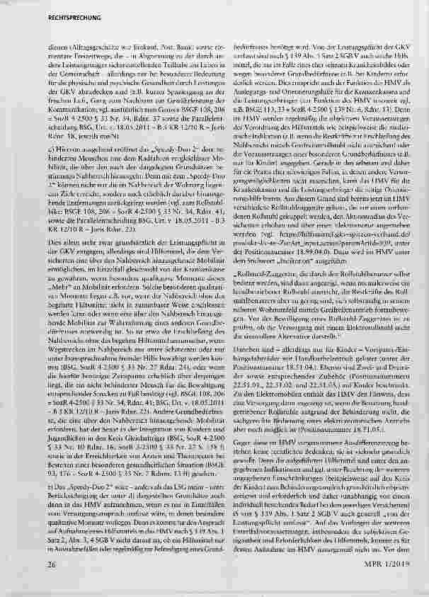 Vorschauseite 4: Krankenversicherung - Aufnahme eines Hilfsmittels in das Hilfsmittelverzeichnis - Notwendigkeit zur (nur ausnahmsweisen oder regelmäßigen) Befriedigung von Grundbedürfnissen - Han…