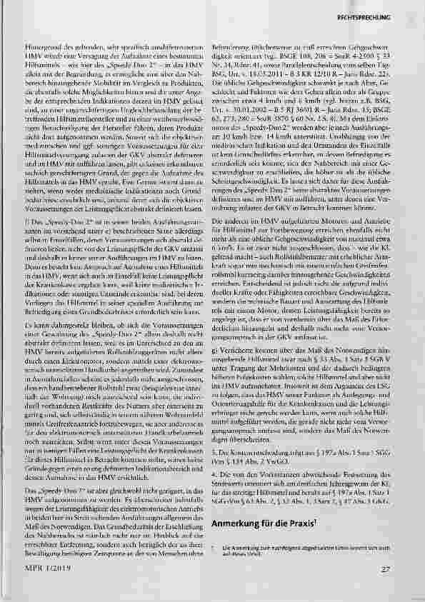 Vorschauseite 5: Krankenversicherung - Aufnahme eines Hilfsmittels in das Hilfsmittelverzeichnis - Notwendigkeit zur (nur ausnahmsweisen oder regelmäßigen) Befriedigung von Grundbedürfnissen - Han…