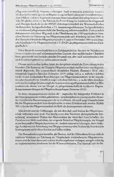 Vorschauseite 2: Der Beitrag der Deutschen Gesellschaft für Pflegewissenschaft angesichts zukünftiger Herausforderungen