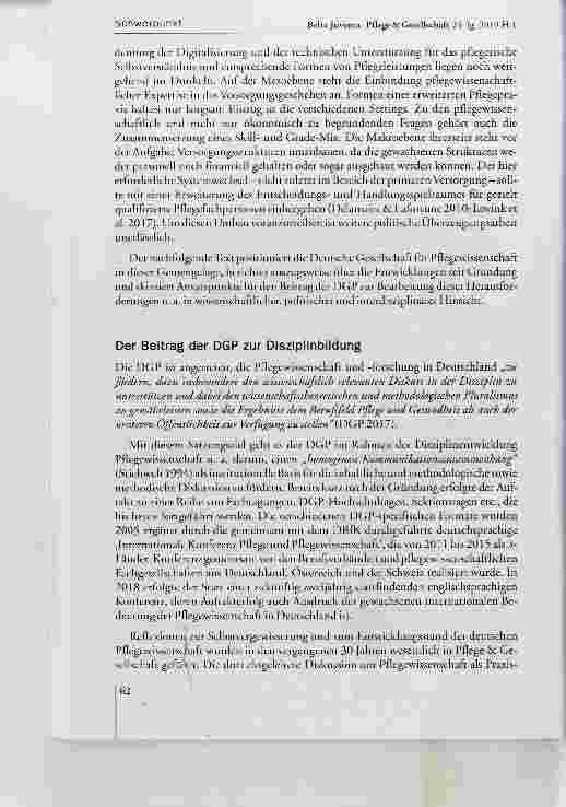 Vorschauseite 3: Der Beitrag der Deutschen Gesellschaft für Pflegewissenschaft angesichts zukünftiger Herausforderungen