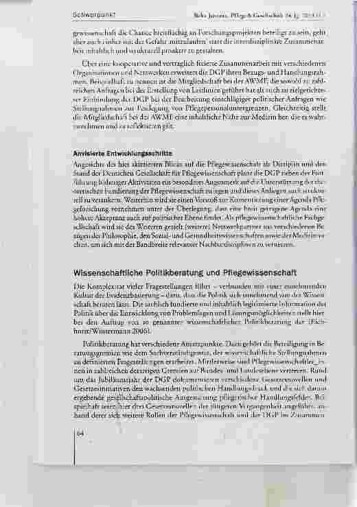 Vorschauseite 5: Der Beitrag der Deutschen Gesellschaft für Pflegewissenschaft angesichts zukünftiger Herausforderungen