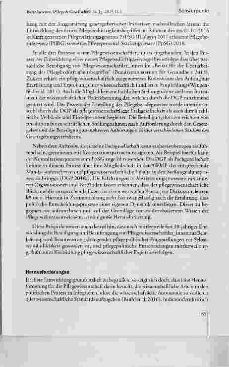 Vorschauseite 6: Der Beitrag der Deutschen Gesellschaft für Pflegewissenschaft angesichts zukünftiger Herausforderungen