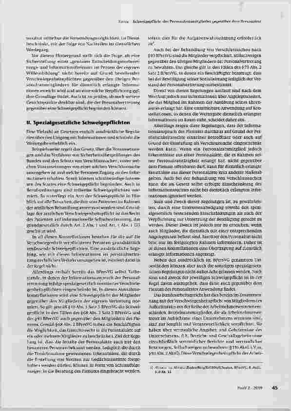 Vorschauseite 2: Schweigepflicht der Personalratsmitglieder gegenüber dem Personalrat