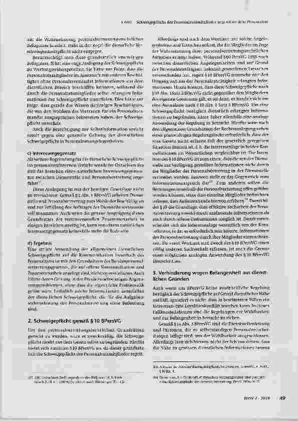 Vorschauseite 6: Schweigepflicht der Personalratsmitglieder gegenüber dem Personalrat