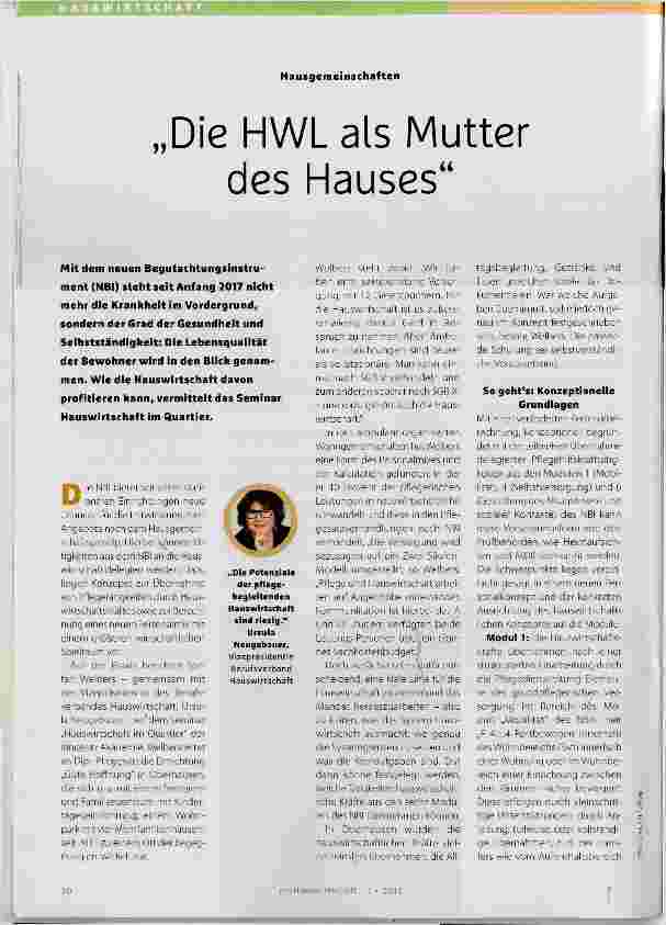 Vorschauseite 1: Die HWL als Mutter des Hauses