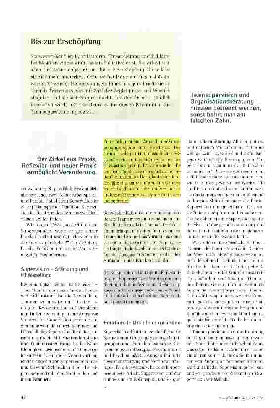 Vorschauseite 2: Supervision in der Hospizund PalliativarbeitBrücke in die Realität