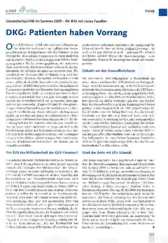 Vorschauseite 1: DKG: Patienten haben Vorrang