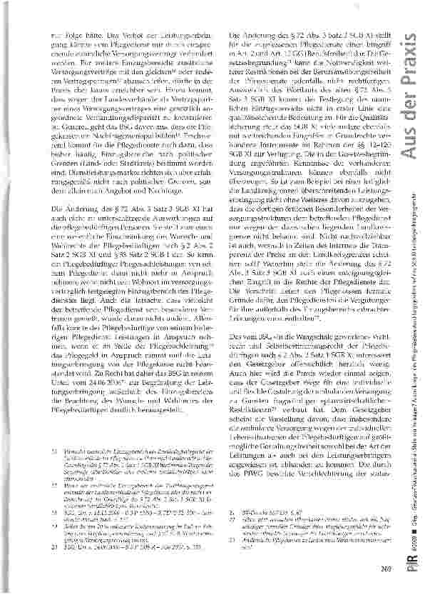 Vorschauseite 3: Gesetzes-Flickschusterei an Stelle von Verträgen? Auswirkungen des Pflege-Weiterentwicklungsgesetzes auf das SGB XI-Leistungserbringungsrecht