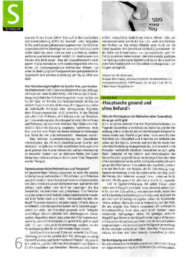 Vorschauseite 1: >Hauptsache gesund und ohne Befund!