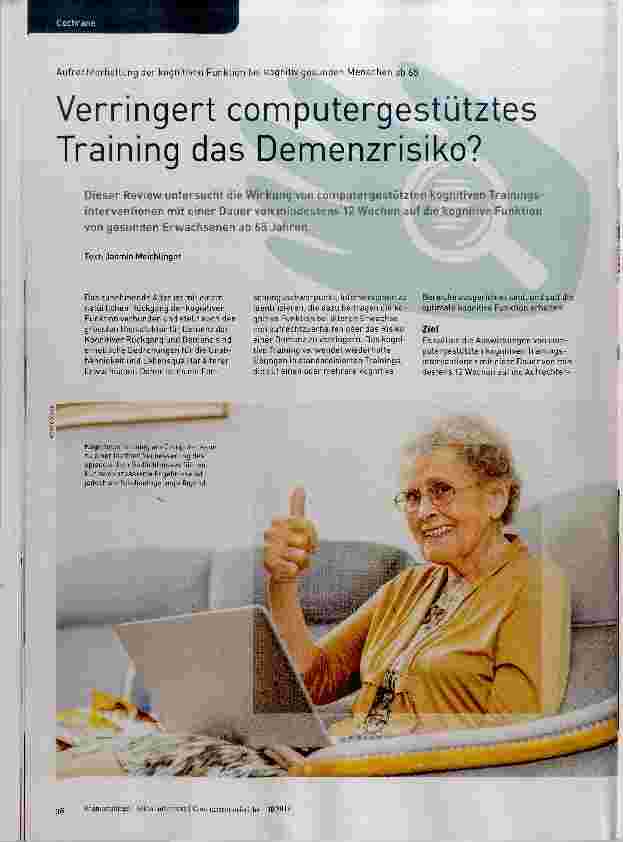 Vorschauseite 1: Verringert computergestütztes Training das Demenzrisiko?