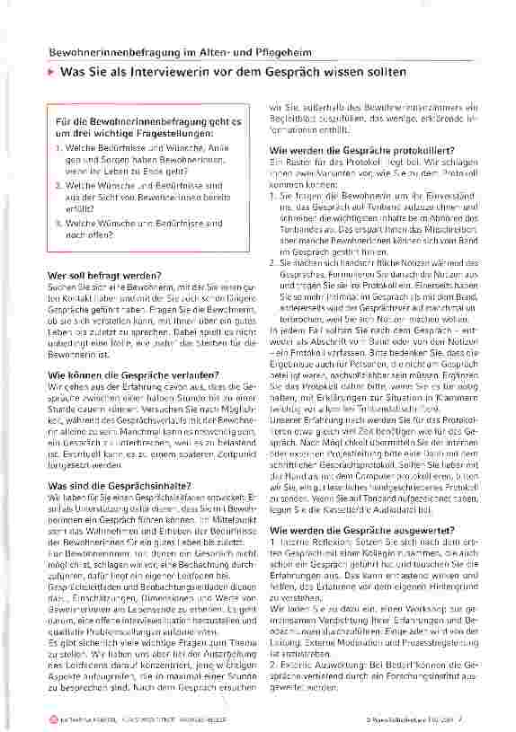Vorschauseite 6: Bewohnerinnenbefragung im Altenund Pflegeheim