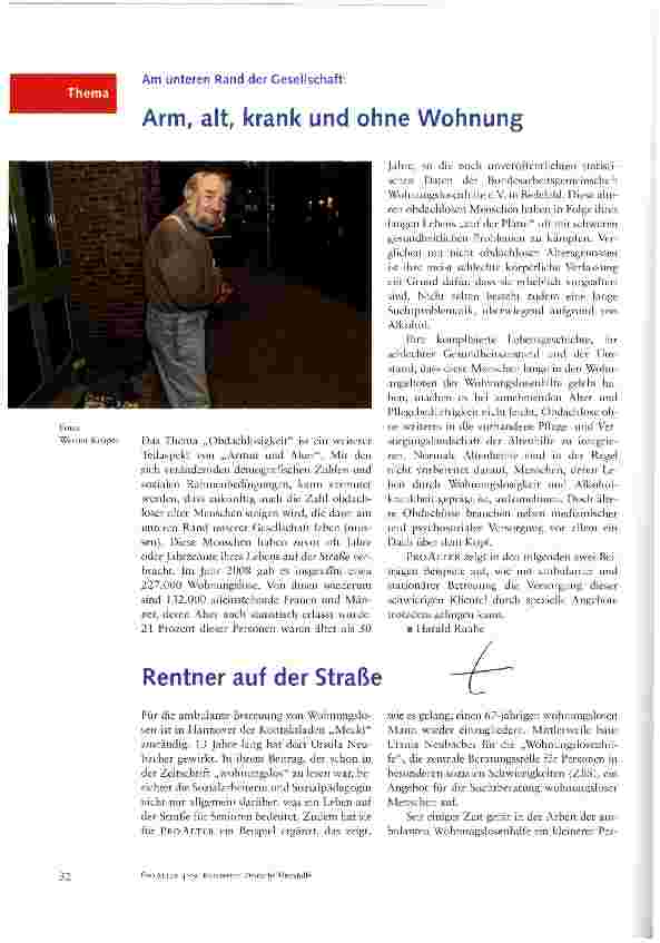 Vorschauseite 1: Rentner auf der Straße