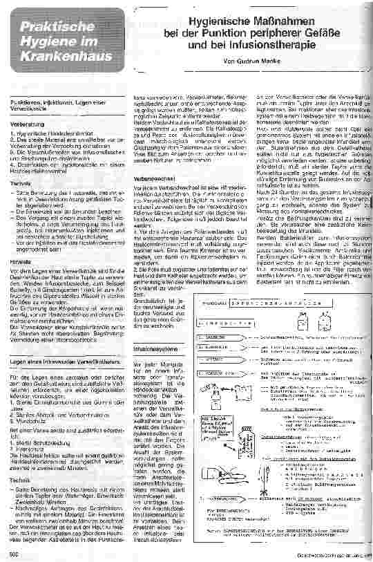 Vorschauseite 1: Hygienische Maßnahmen bei der Punktion peripherer Gefäße und der Infusionstherapie