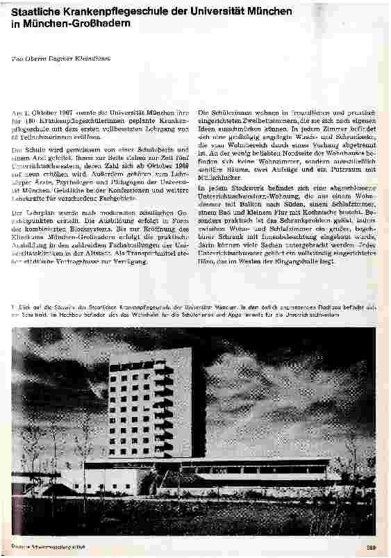 Vorschauseite 1: Staatliche Krankenpflegeschule der Universität München in München-Großhadern