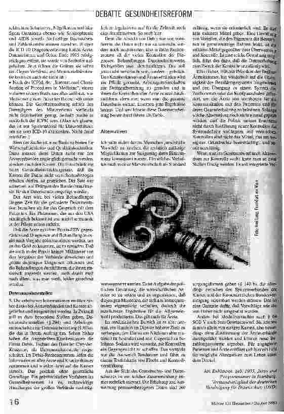 Vorschauseite 2: Ein großer Schritt zum Gesundheits-BKA, ein kleiner Schritt zur Selbstbestimmung Kontrollierte Ärzte und numerierte Patienten in der Gesundheitsreform 2000