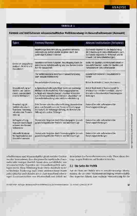 Vorschauseite 3: Wissenschaftliche Politikberatung im Gesundheitswesen