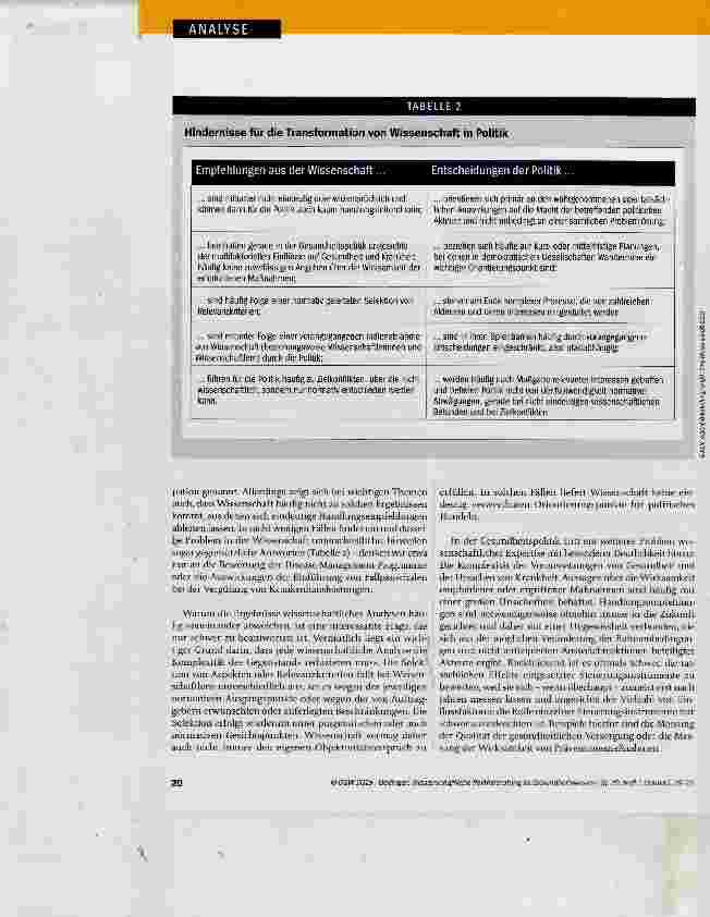 Vorschauseite 6: Wissenschaftliche Politikberatung im Gesundheitswesen