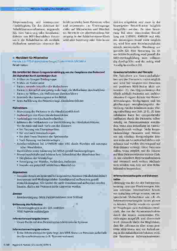 Vorschauseite 6: Patienten mit multiresistenten Erregern (MRSA, MRGN, VRE) in der kardiologischen Rehabilitation