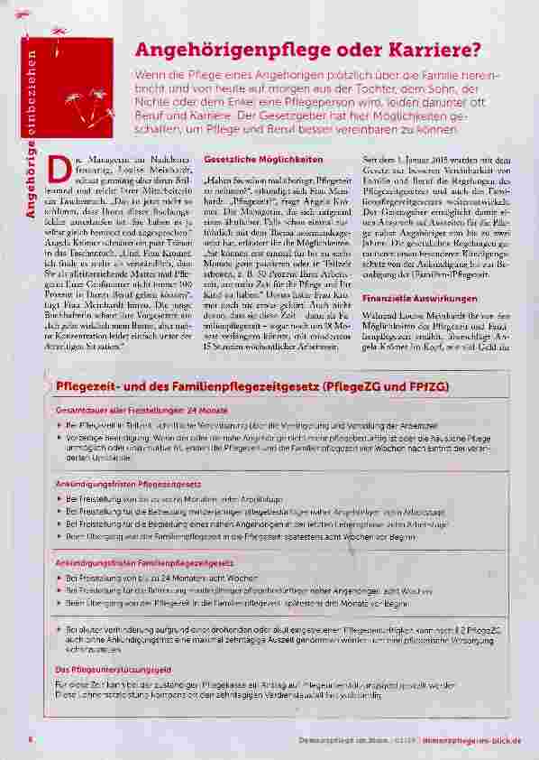Vorschauseite 1: Angehörigenpflege oder Karriere?