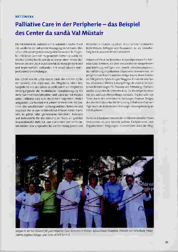 Vorschauseite 1: Palliative Care in der Peripherie das Beispiel des Center da sandä Val Müstair