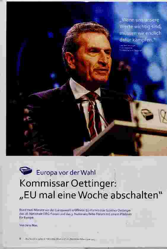 Vorschauseite 1: Kommissar Oettingen „EU mal eine Woche abschalten“