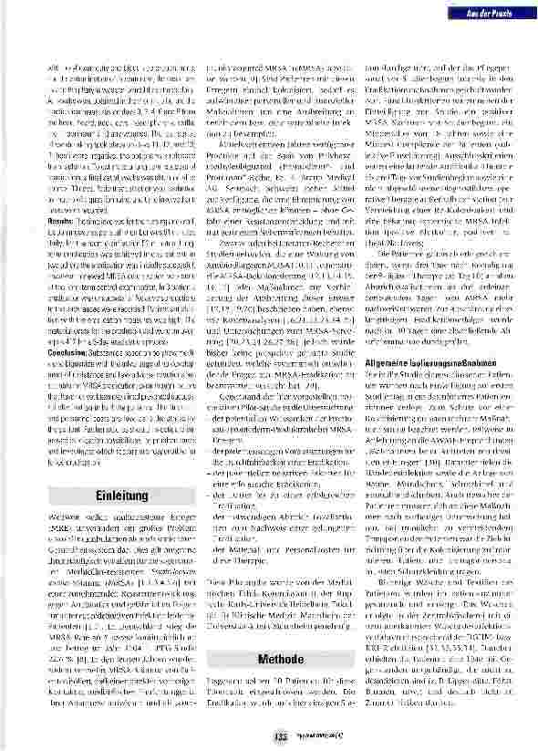 Vorschauseite 2: Prospektive Pilotstudie zur MRSA-Eradikation mittels Polyhexamethylbiguanid (PHMB)-haltiger Substanzen