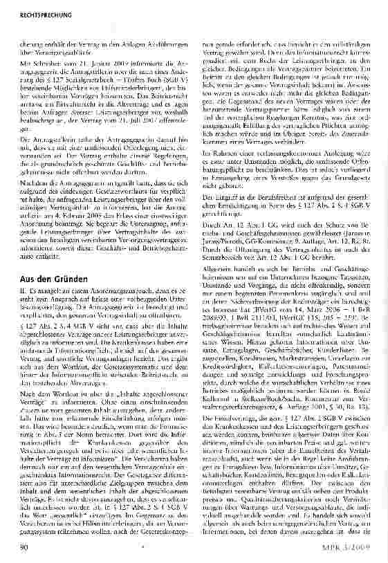 Vorschauseite 2: Informationsrecht über den Inhalt von Altverträgen aus § 127 Abs. 2 S. 4 SGB V§ 127 SGB V, Art. 12 Abs. i GG