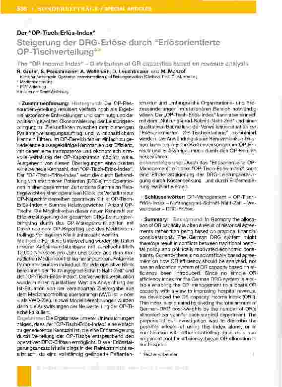 Vorschauseite 1: Steigerung der DRG-Erlöse durch Erlösorientierte OP-Tischverteilung