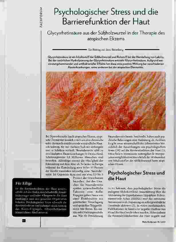 Vorschauseite 1: Psychologischer Stress und die Barrierefunktion der Haut