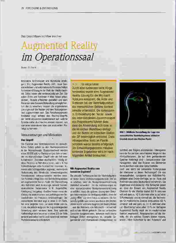 Vorschauseite 1: Augmented Reality im Operationssaal
