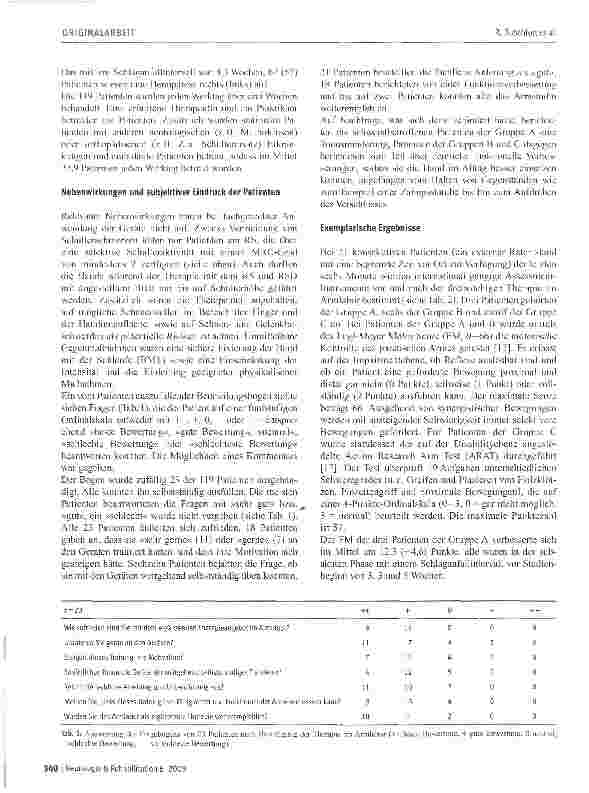 Vorschauseite 4: Gruppentherapie im Armlabor für den schwer und mäßig betroffenen Arm nach Schlaganfall: Akzeptanz, Auslastung und erste klinische Ergebnisse
