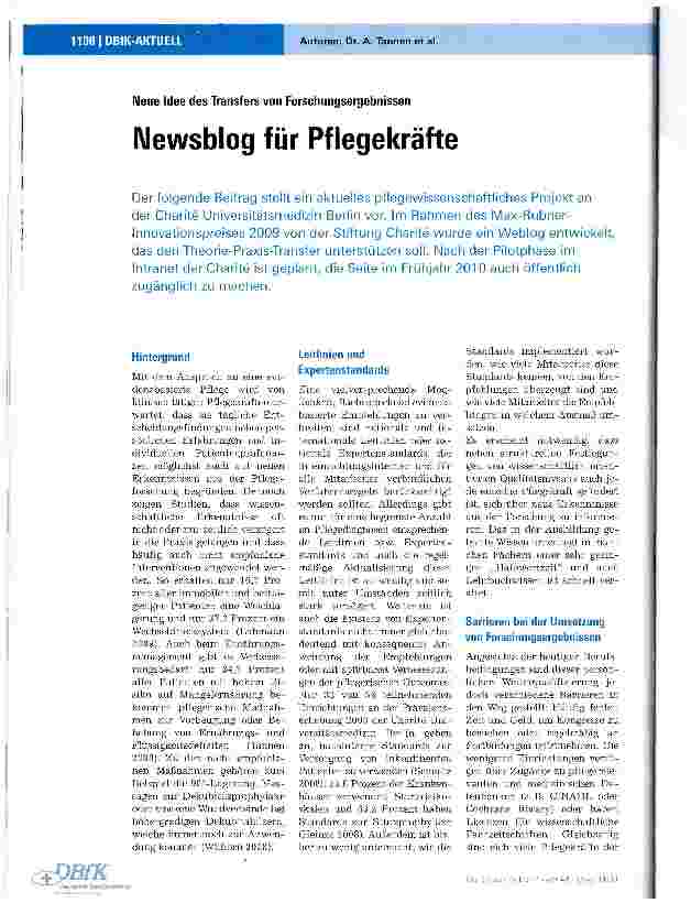 Vorschauseite 1: Newsblog für Pflegekräfte