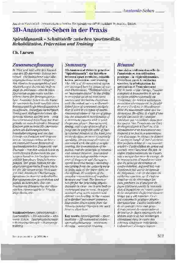 Vorschauseite 1: 3D-Anatomie-Sehen in der PraxisSpiraldynamik - Schnittstelle zwischen Sportmedizin, Rehabilitation, Prävention und Training