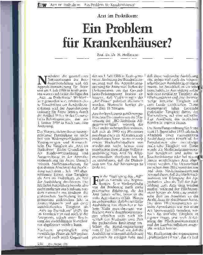Vorschauseite 1: Arzt im Praktikum Ein Problem für Krankenhäuser
