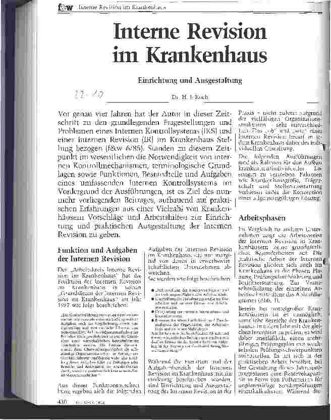 Vorschauseite 1: Interne Revision im Krankenhaus Einrichtung und Ausgestaltung