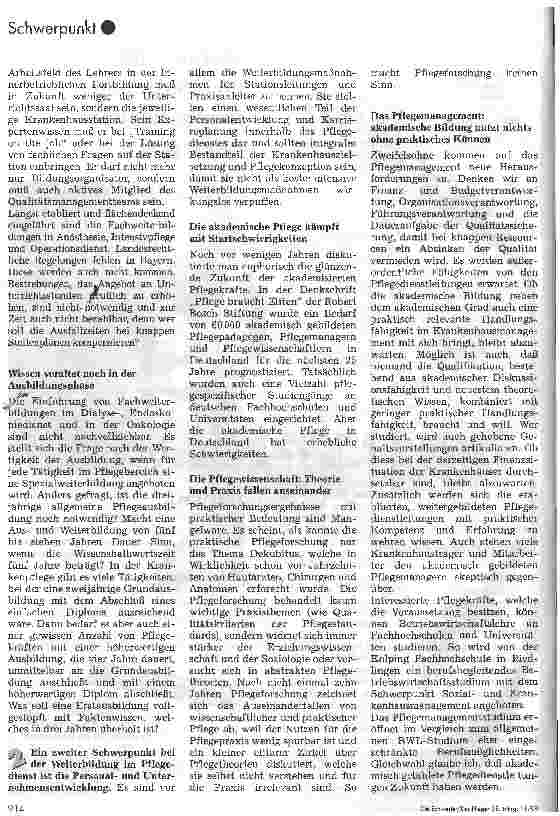 Vorschauseite 3: Pflege muß sich auf ihre Stärken rückbesinnen Menschliche Nähe statt Zuwendungsshow