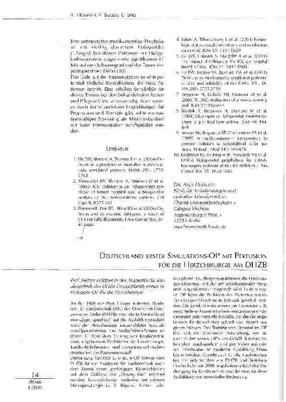 Vorschauseite 2: DAS DELIR AUF DER INTENSIVSTATION: VORBEUGEN, ERKENNEN UND BEHANDELN