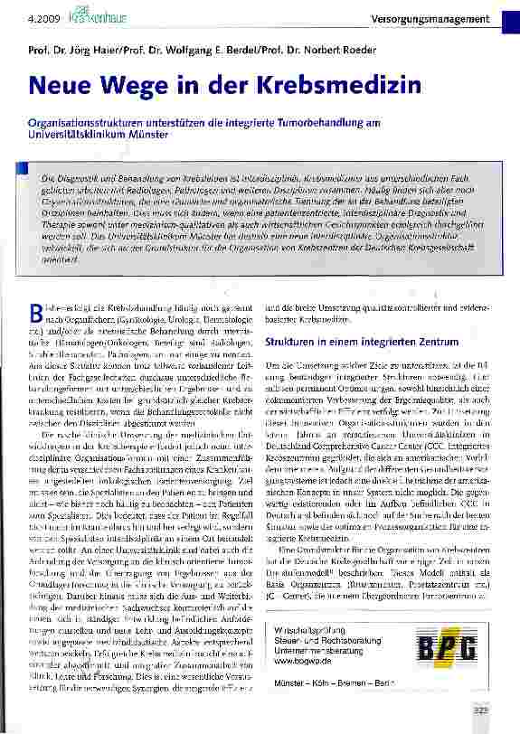 Vorschauseite 1: Neue Wege in der Krebsmedizin