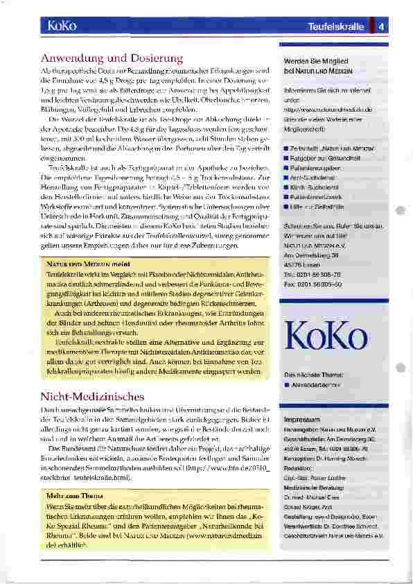 Vorschauseite 4: Teufelskralle bei Rheuma und Schmerzen