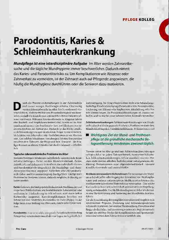 Vorschauseite 1: Parodontitis, Karies & Schleimhauterkrankung