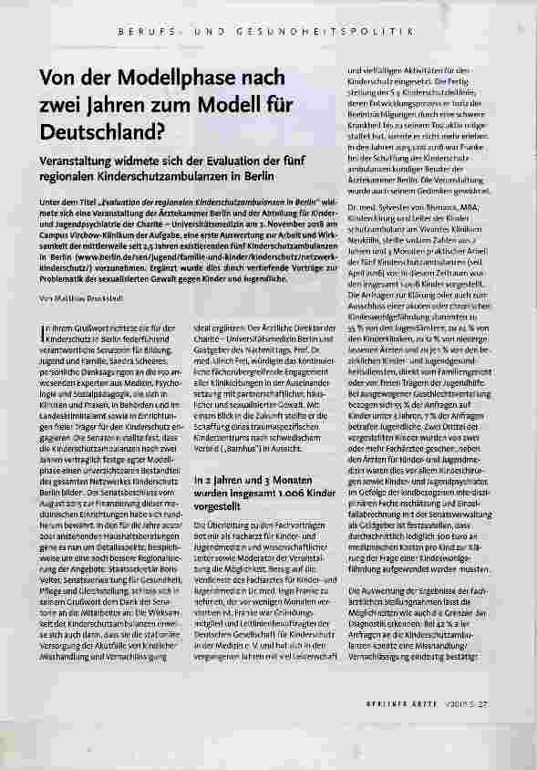 Vorschauseite 1: Von der Modellphase nach zwei Jahren zum Modell für Deutschland?