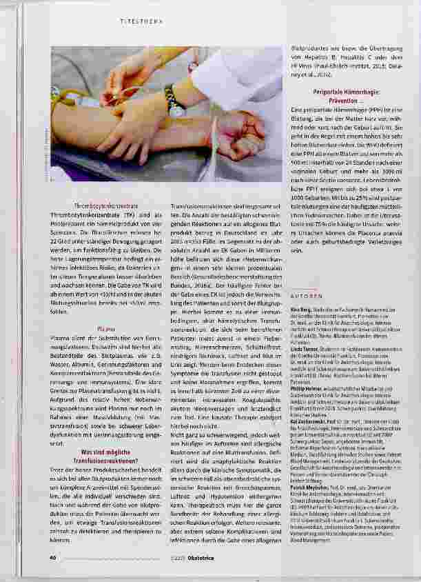 Vorschauseite 3: Bei Bluttransfusionen ist richtiges Management entscheidend