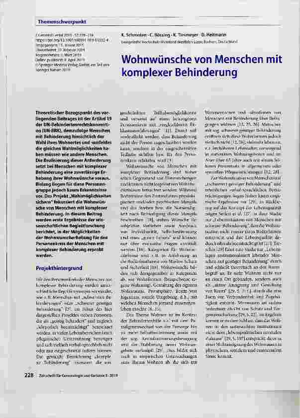 Vorschauseite 1: Wohnwünsche von Menschen mit komplexer Behinderung