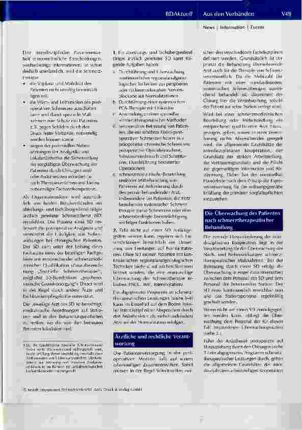 Vorschauseite 2: Vereinbarung zur Organisation der Schmerztherapie chirurgischer Patienten