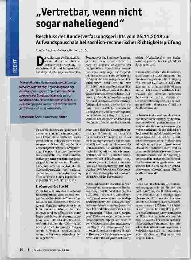 Vorschauseite 1: „Vertretbar, wenn nicht sogar naheliegend